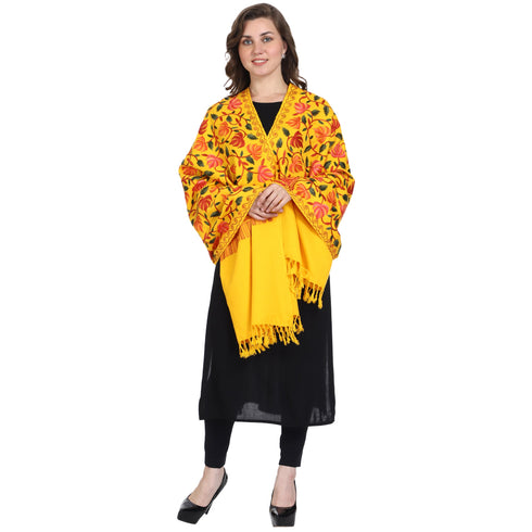 Women's Aari Embroidered Wool Stole